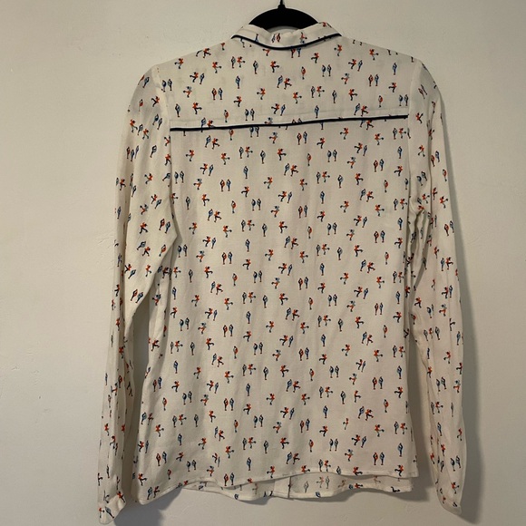 French Button Up Blouse with Figure Stakers Brand Acoté - Picture 7 of 9